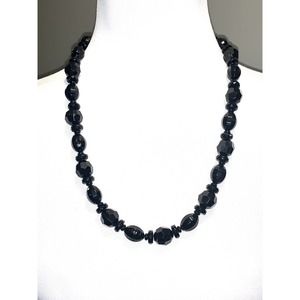 Ali Kahn Black Beaded Statement Necklace EUC